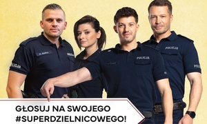 plakat do kampanii na której widać cztery osoby w mundurach policyjnych