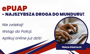 plakat informacyjny że można składać dokumentację do policji przez epuap