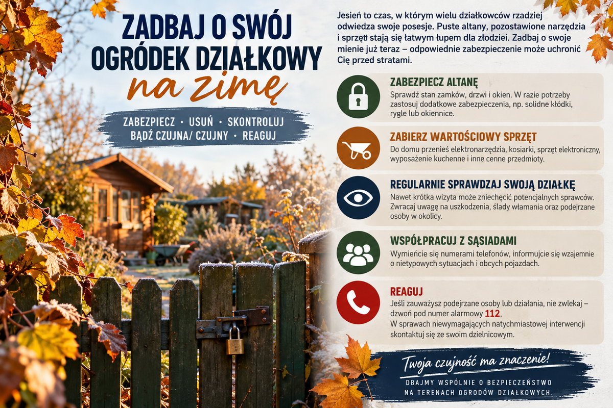 Policja w Kwidzynie ostrzega przed kradzieżami na działkach